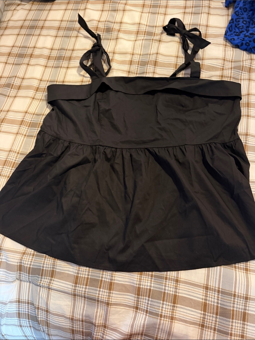 Torrid Black Tie-Shoulder Peplum Tank Top